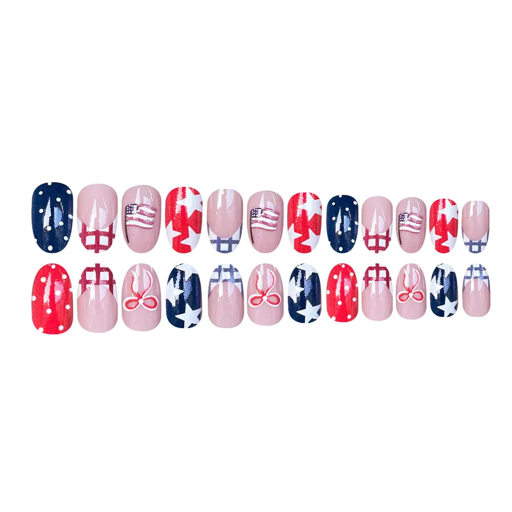 Nailhour Multicolor National Flag Oval French Press On Nails