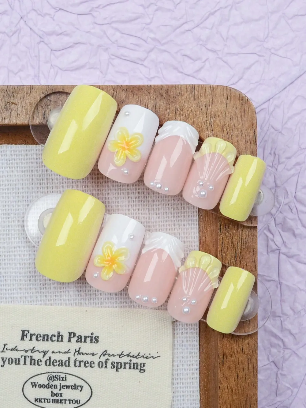 Nailhour 24pcs Medium Rectangular Gradient Yellow Fake Nails