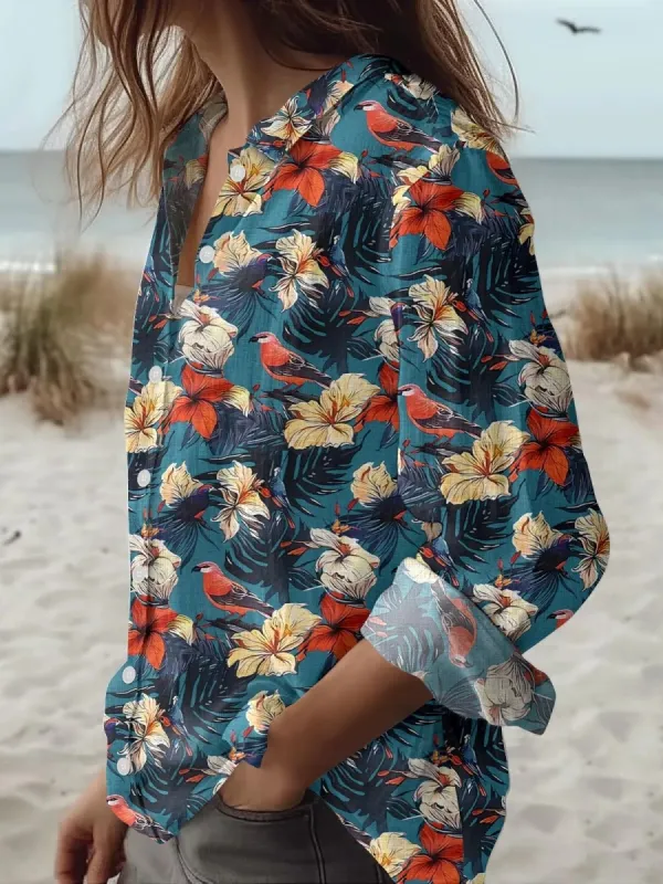 Tropical Bird Print Shirt