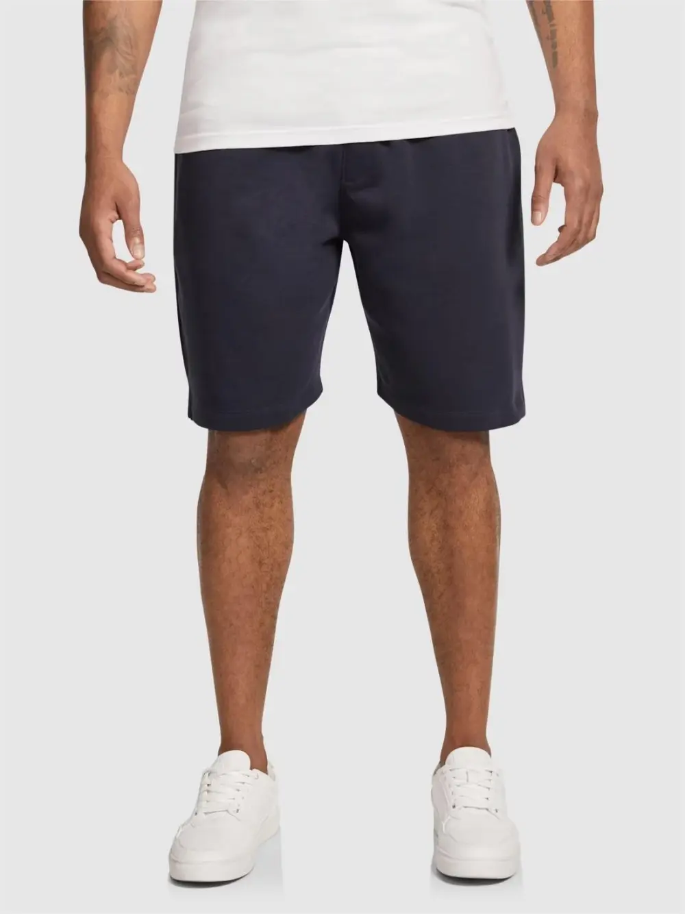 NAVY BLUE KNIT SHORTS WITH RELAXED FIT FOR LEISURE WEAR