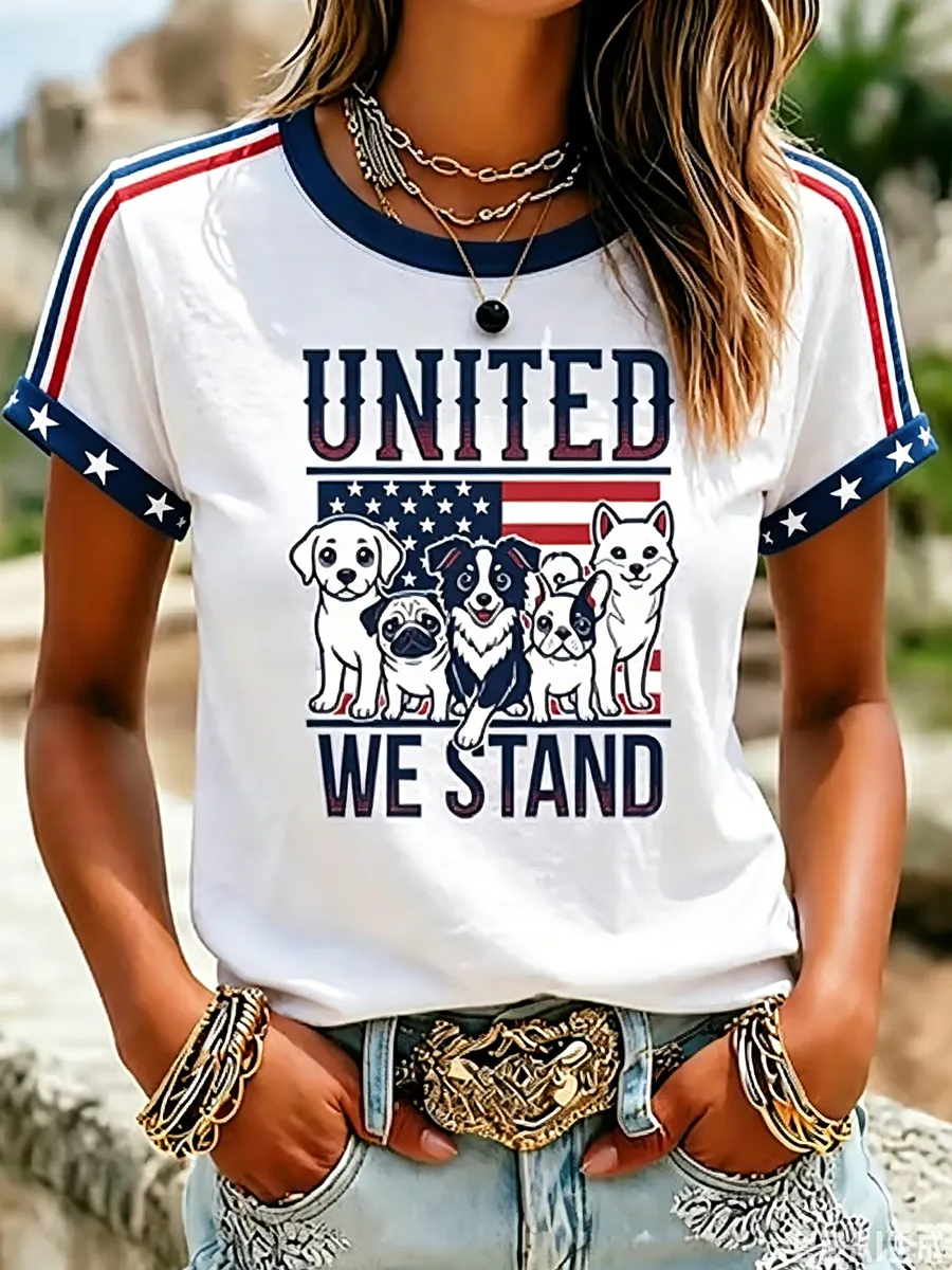 Women'S Proud American Dog 250Th Anniversary Patriotic Claw Print T-Shirt