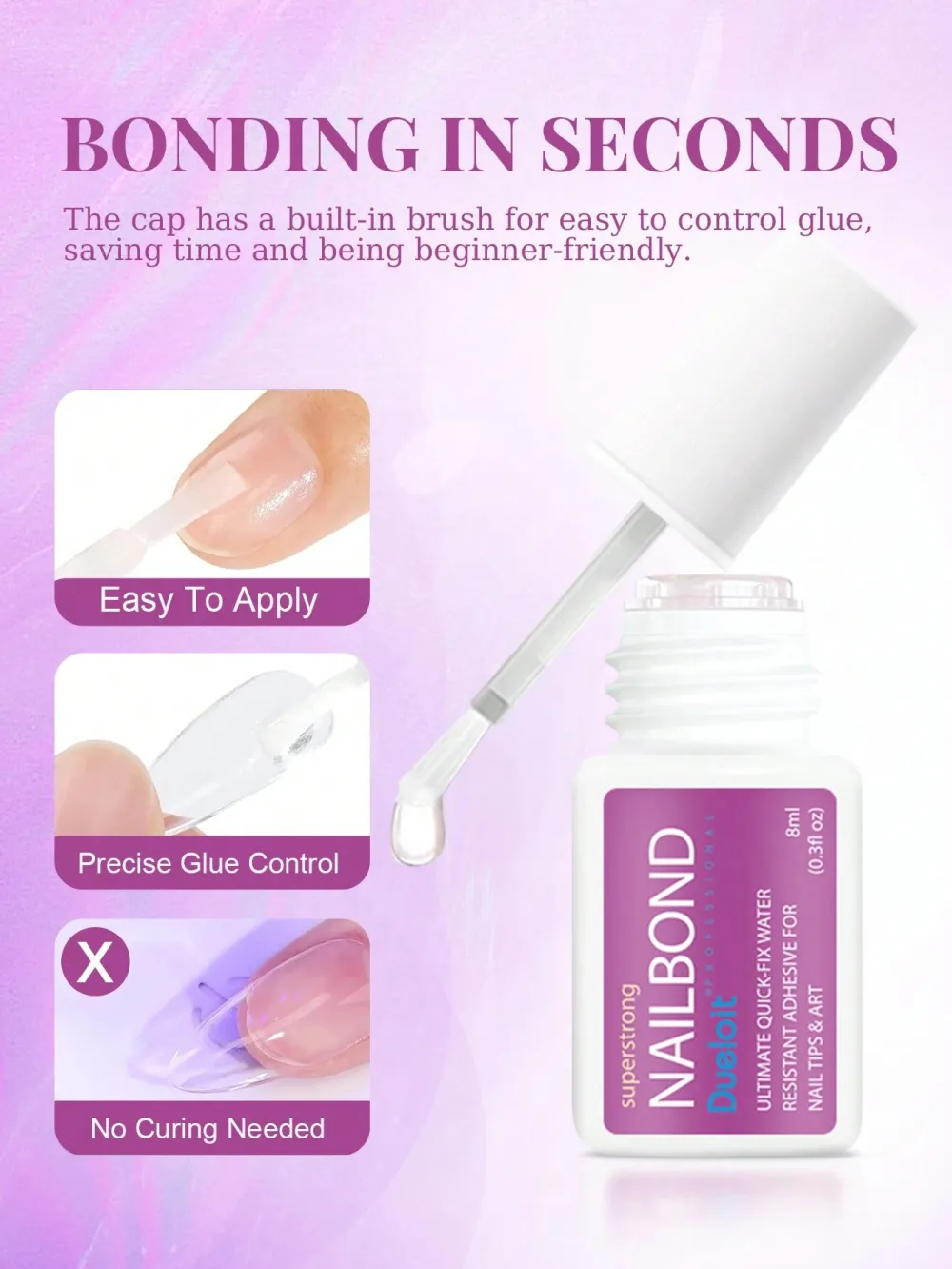 Nailhour 3pcs/5pcs/10pcs Extra Strong Nail Glue For Nail Tips & Press-On Nails (8ml)