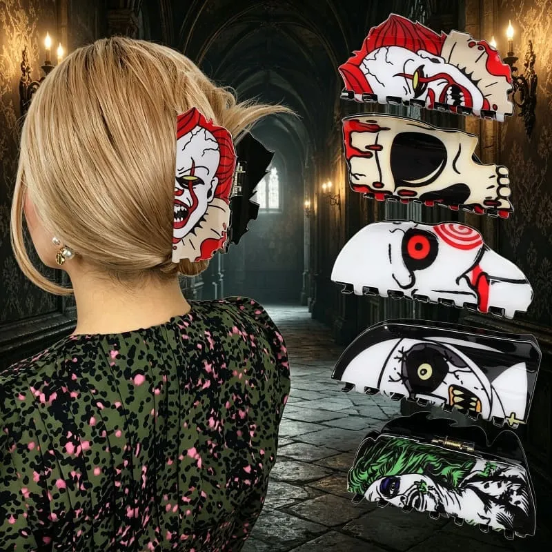 Halloween Strange Face Hair Clip Scary Dark Clown Shark Clip