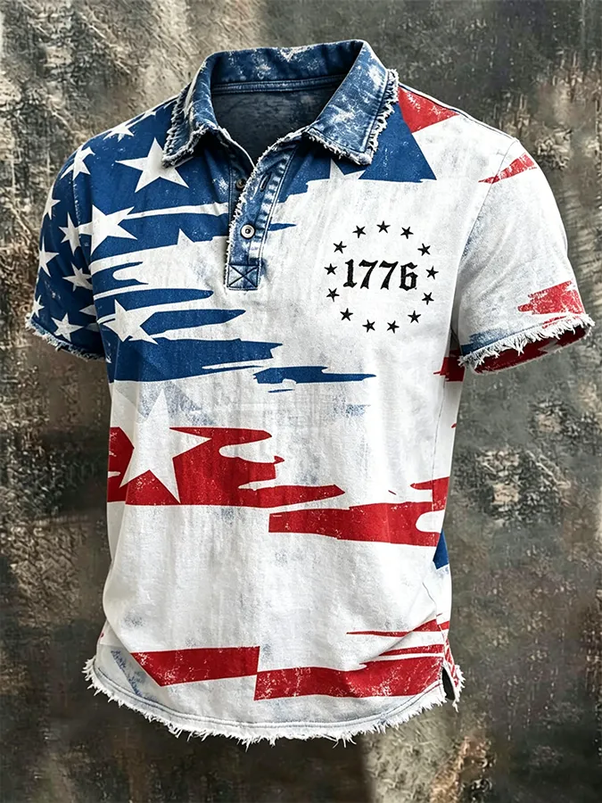 Men'S Casual American Flag 1776-2026 Anniversary Celebration Personalized Printed Polo Shirt