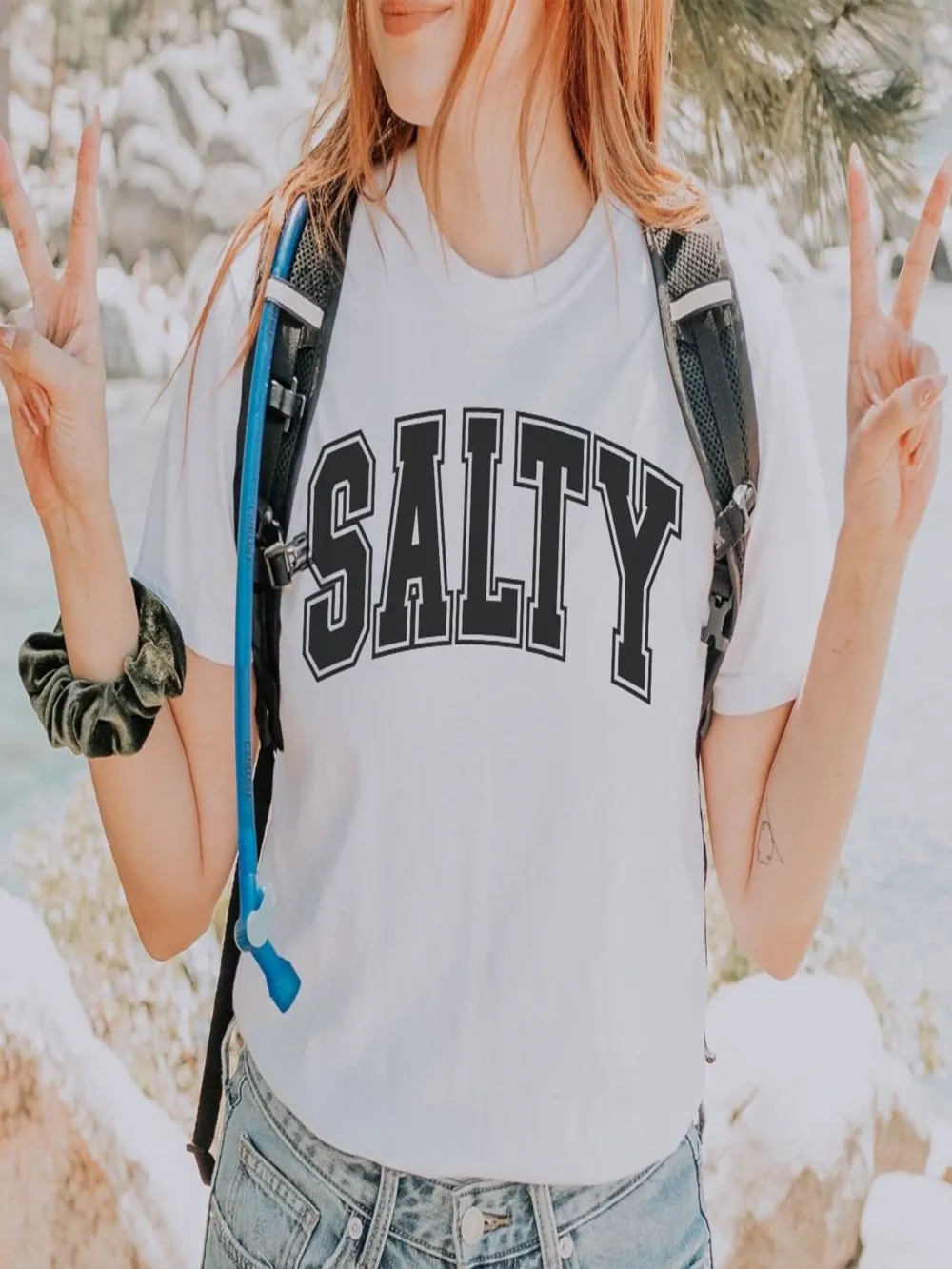 Salty Letter Print T-Shirt