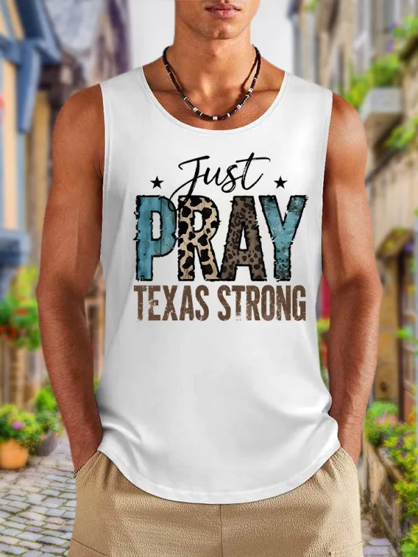 Men'S Simple Style JUST PRAY TEXAS STRONG Casual Crew Neck Vest
