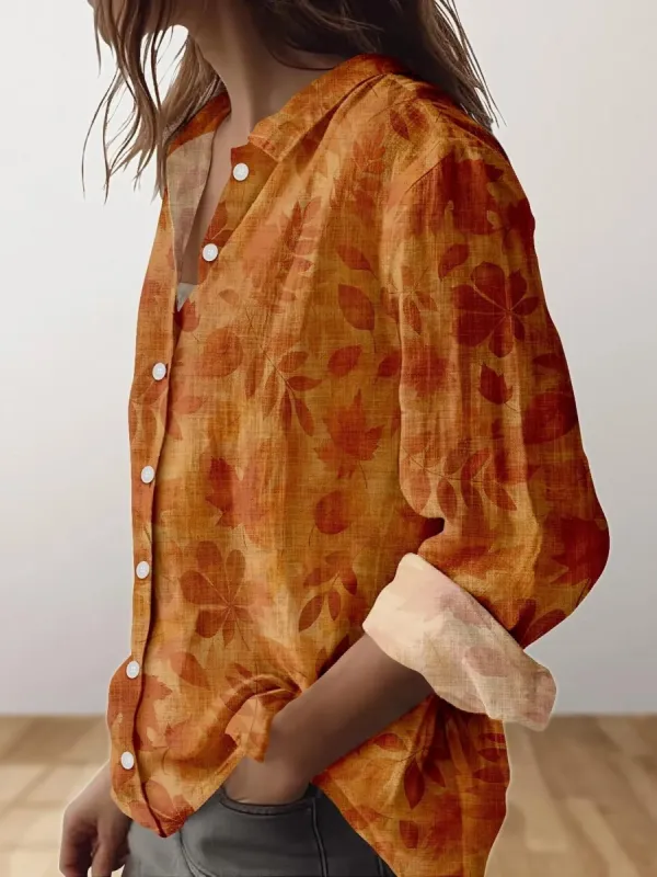 Warm Leaf Print Shirt