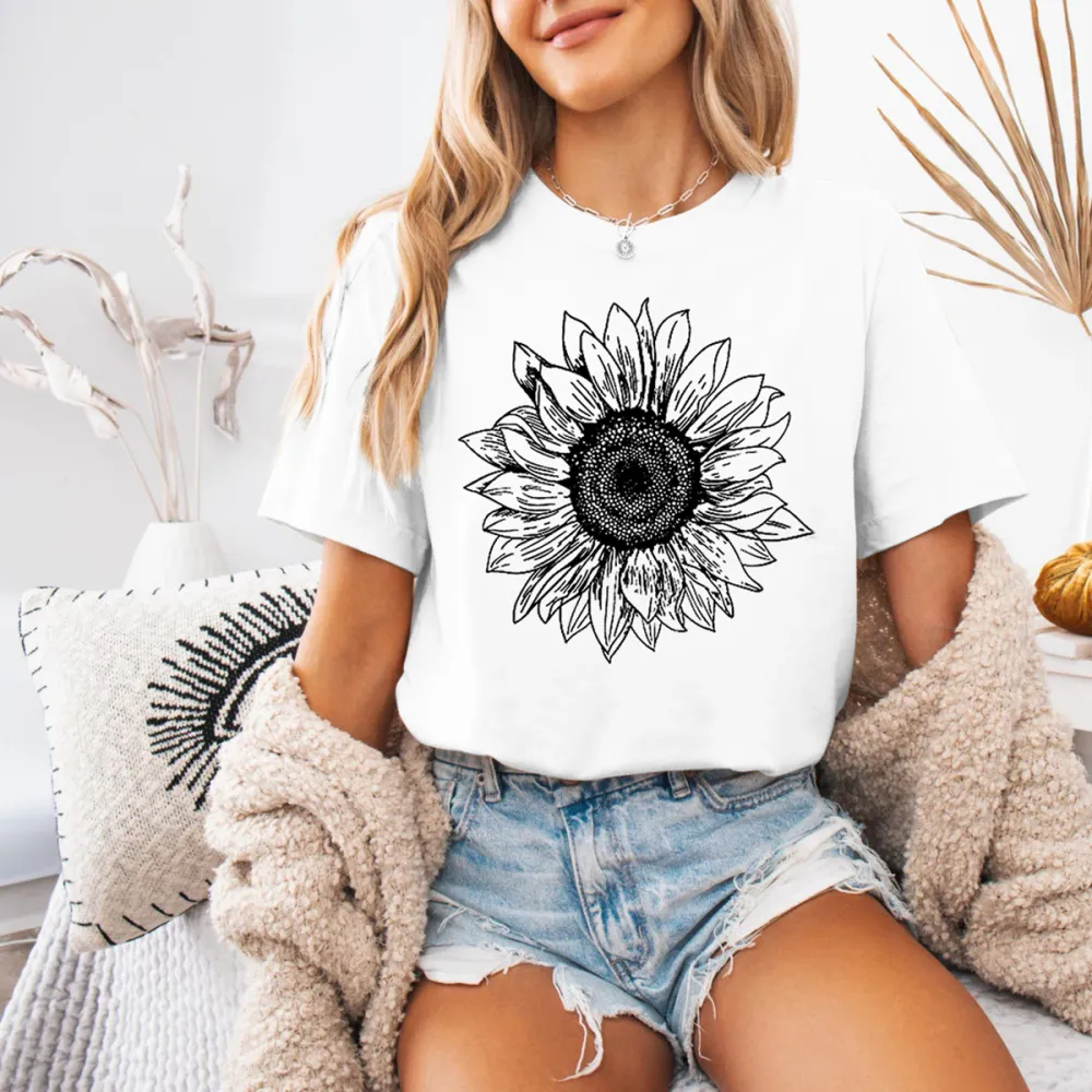 Sunflower Printed Short Sleeve T-Shirts