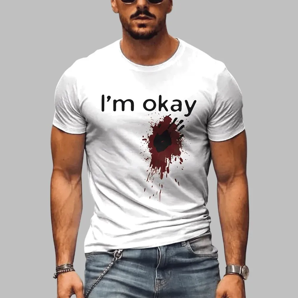 2025 Halloween Men’s I’m Okay Printed T-Shirt