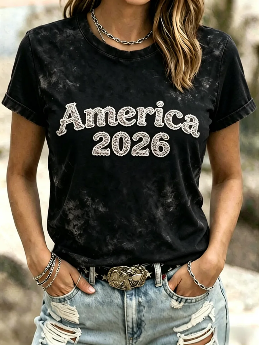 Women's 250th Anniversary Lace Embroidered Casual T-shirt