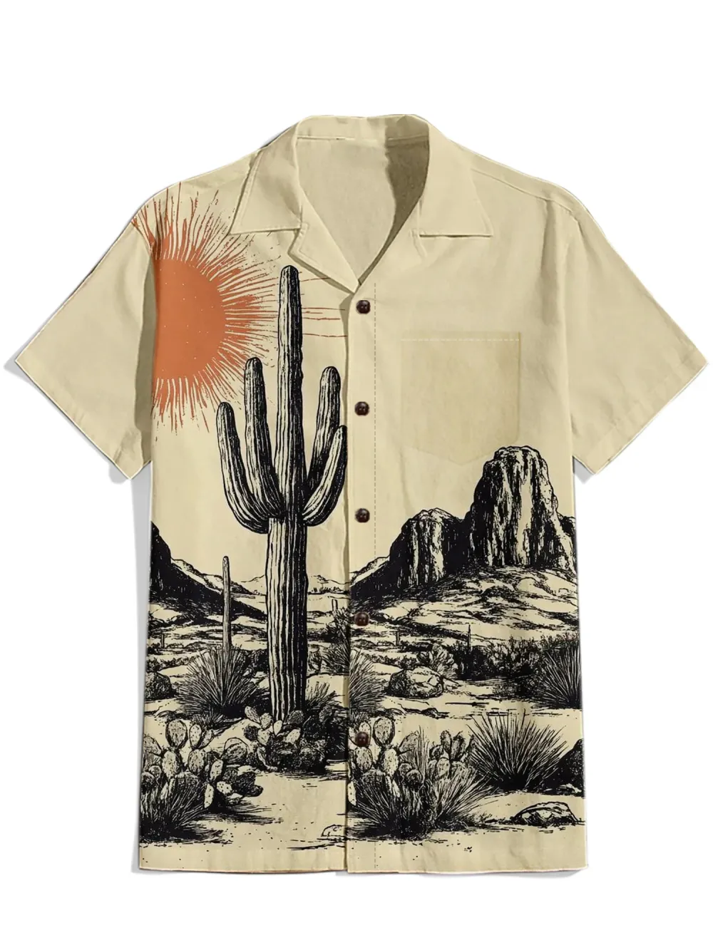 Cactus - 100% Cotton Cuban Collar Shirt