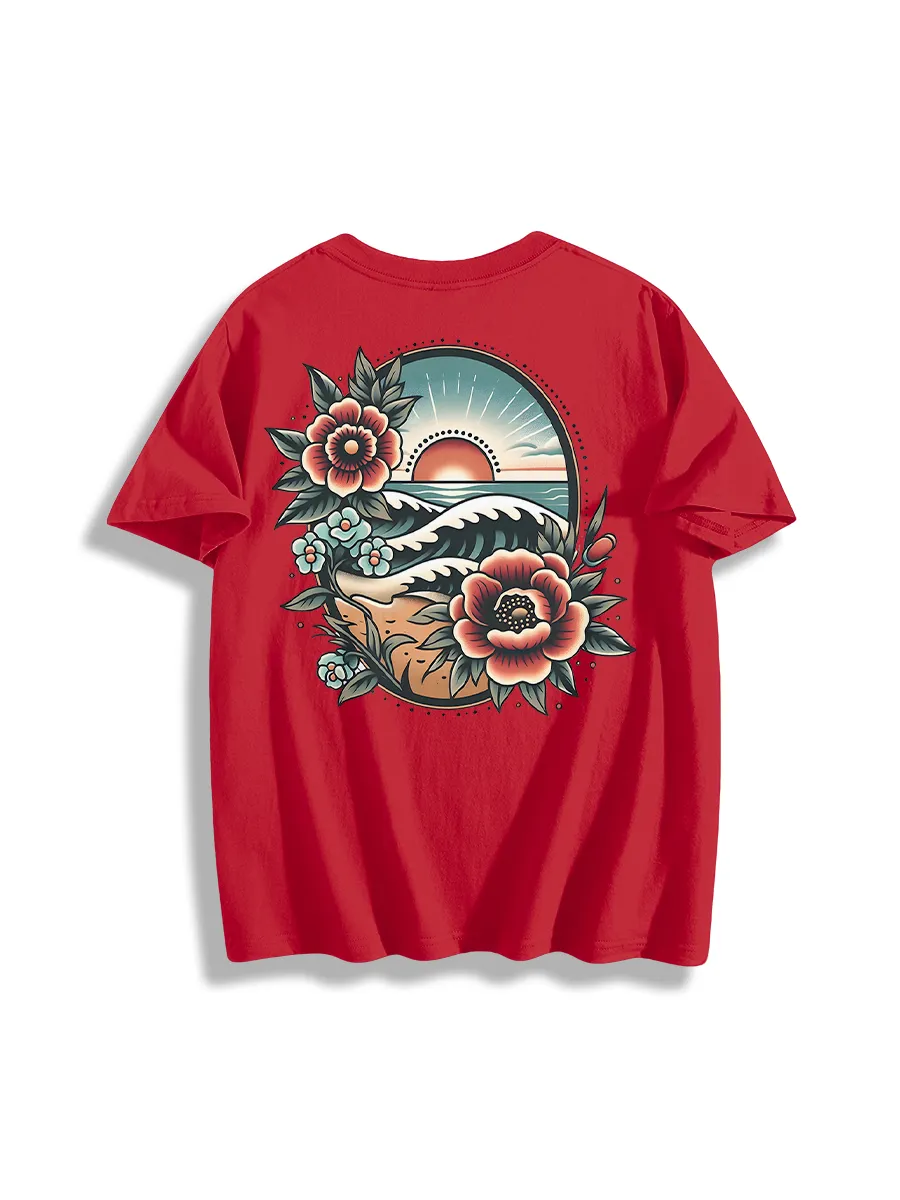 Floral Wave Design T-Shirts
