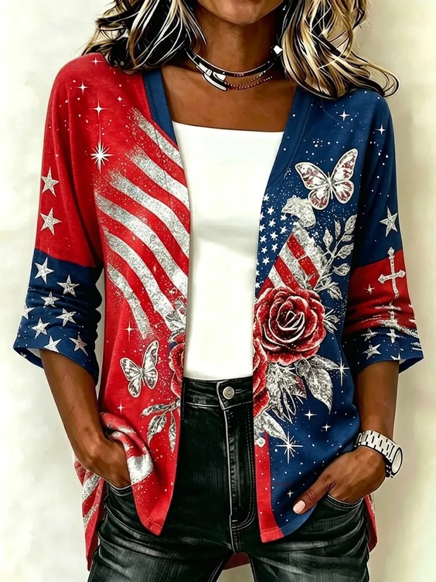 Women'S Rhinestone Citi Art Casual Cardigan