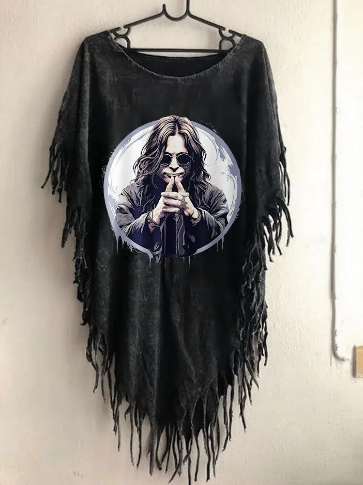 Women'S Gothic Art Pattern Irregular Hem  Cape