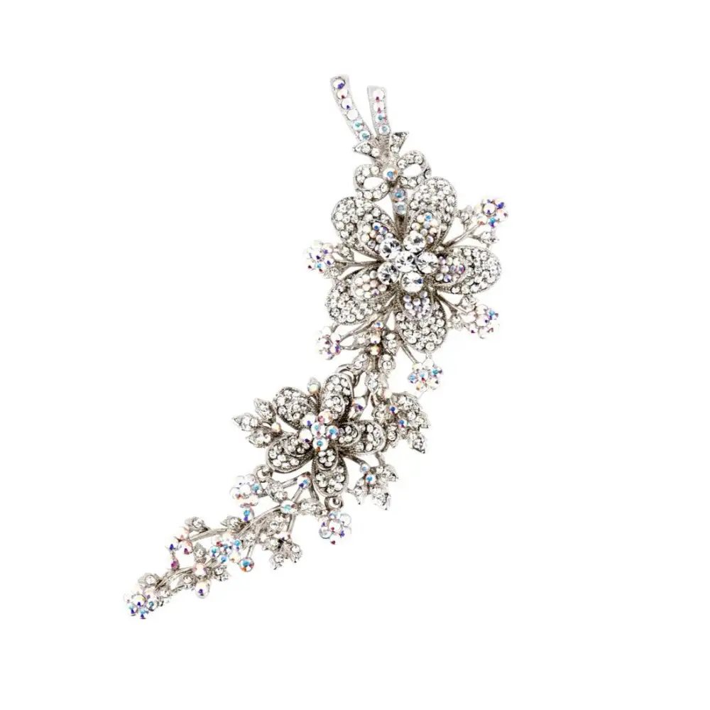 Trailing Floral Crystal Brooch