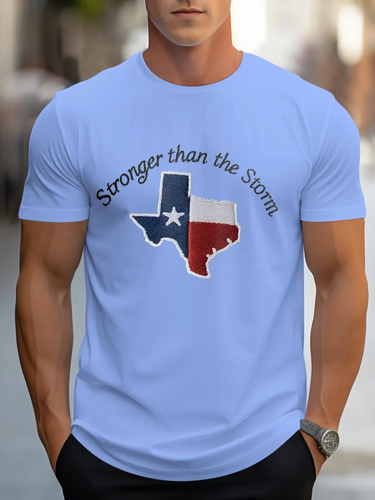 Men'S Casual Style Srong Than The Storm Simple Round Neck Slim Fit T-Shirt