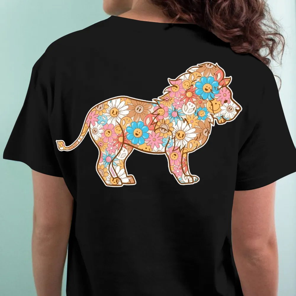 Smile Floral Lion Pattern T-Shirts