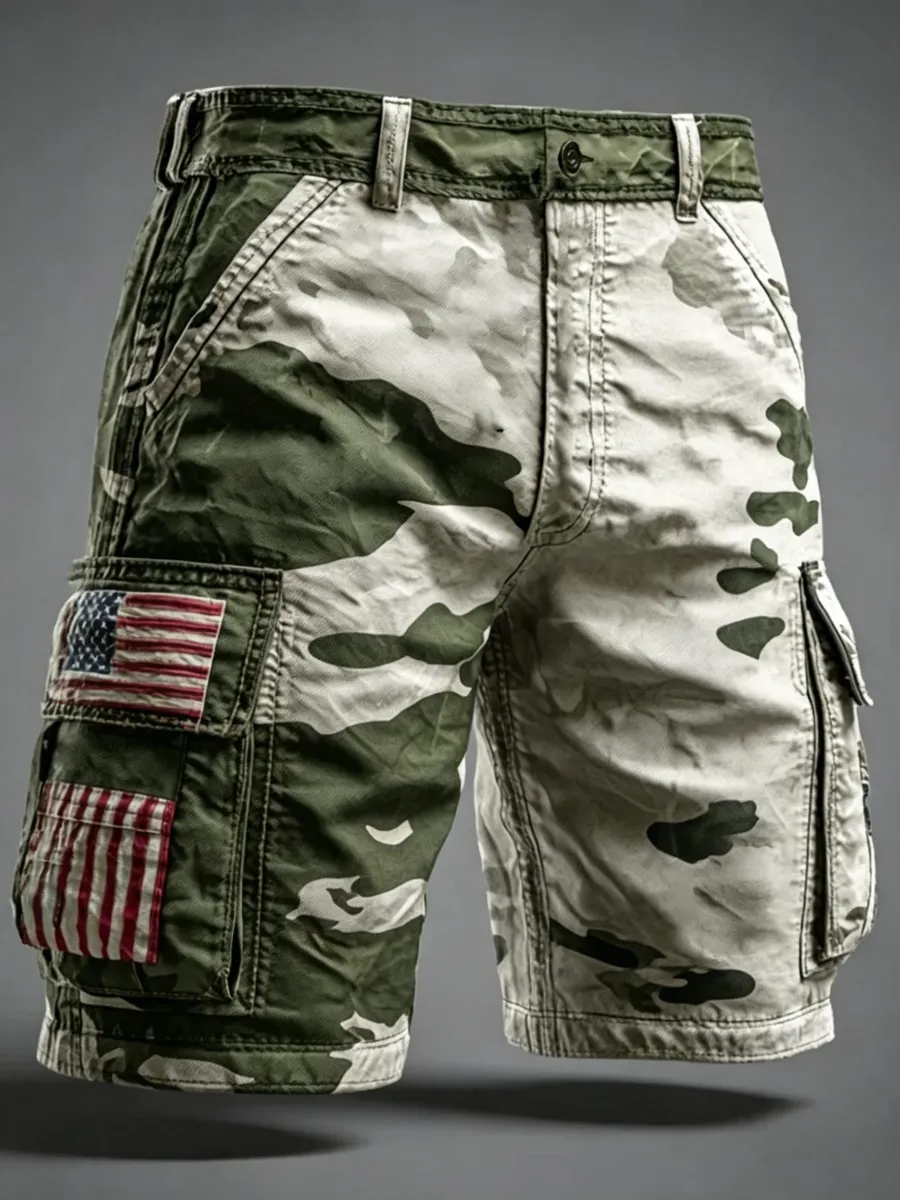 Retro American 250th Anniversary Camouflage Print Men's Shorts