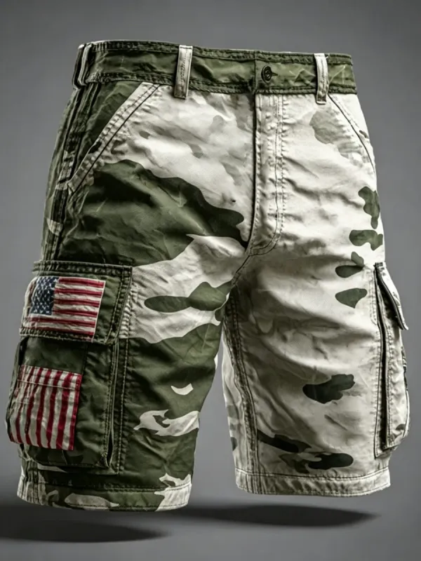 Retro American 250th Anniversary Camouflage Print Men's Shorts