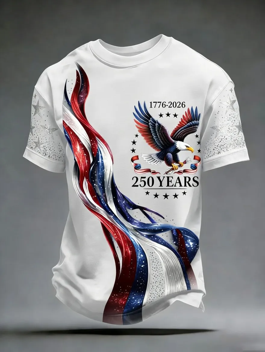 Men's USA 250th Anniversary Commemorative Print Casual T-Shirt