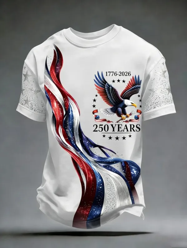 Men's USA 250th Anniversary Commemorative Print Casual T-Shirt