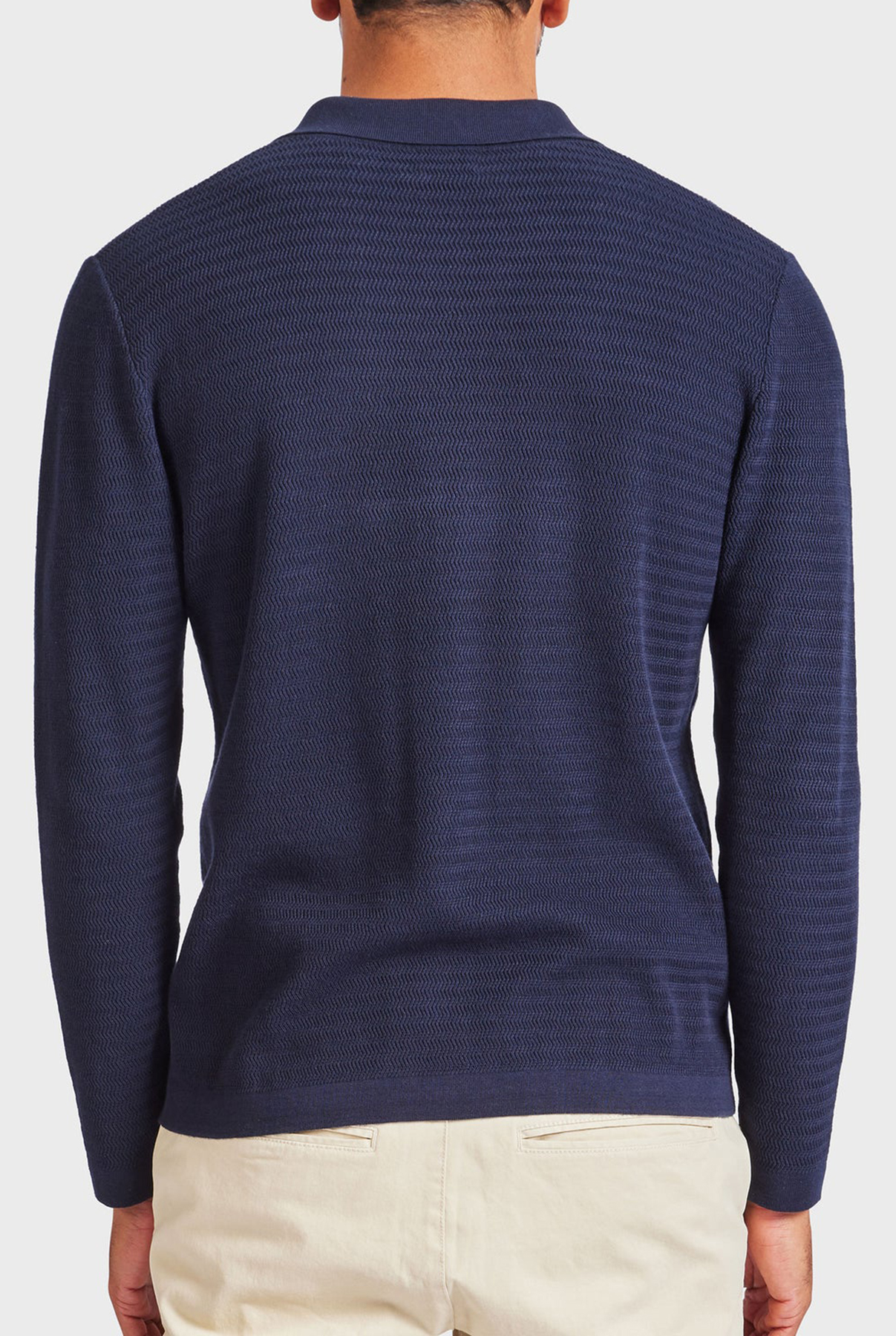 Ross Stripe LS Knit Shirt- Navy