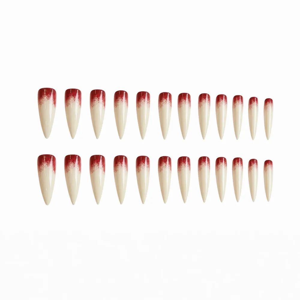 Nailhour 24Pcs Halloween Long Stiletto Gothic Press On Nails