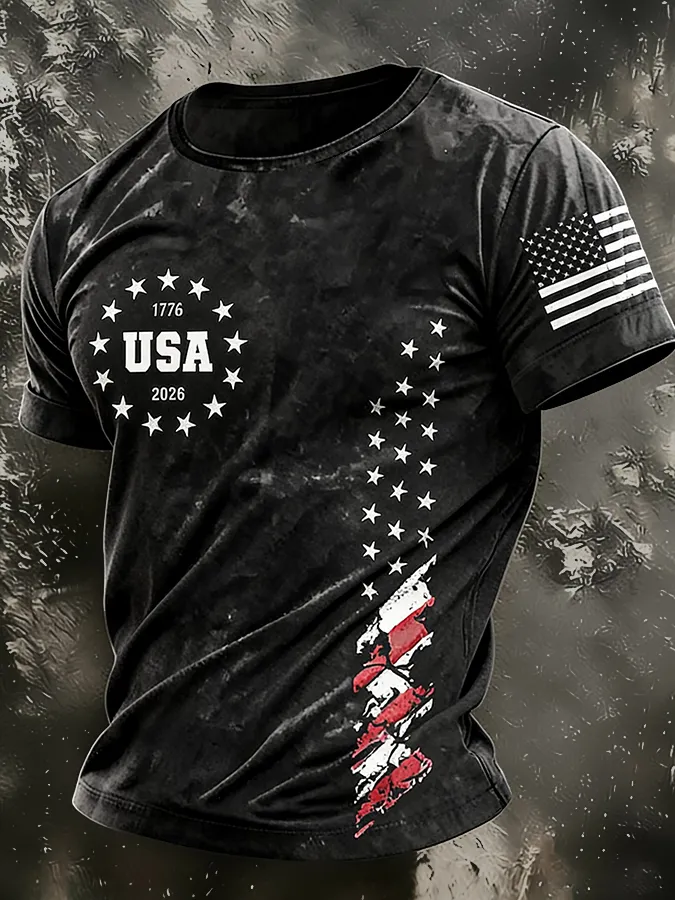 Men'S America Flag Printed Casual T-Shirt