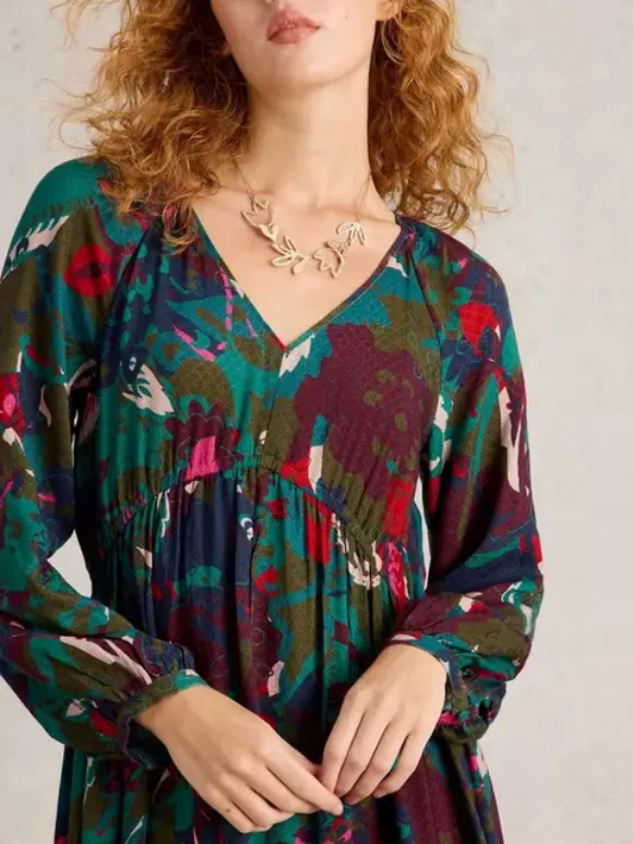 Midi Dress In Green Print