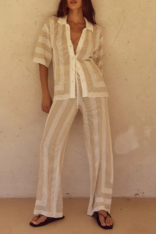 Monochrome Striped Relaxed Trousers