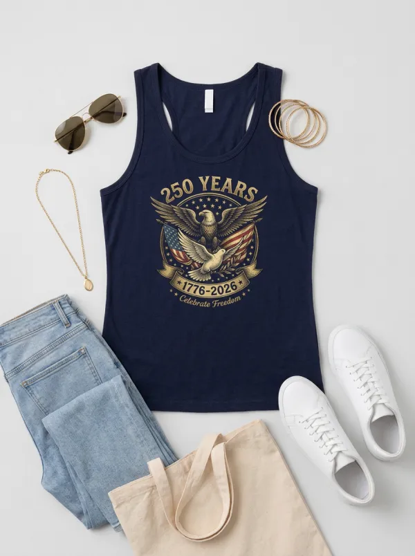 Women's 250th Anniversary USA Eagle Flag Printed Tank Top