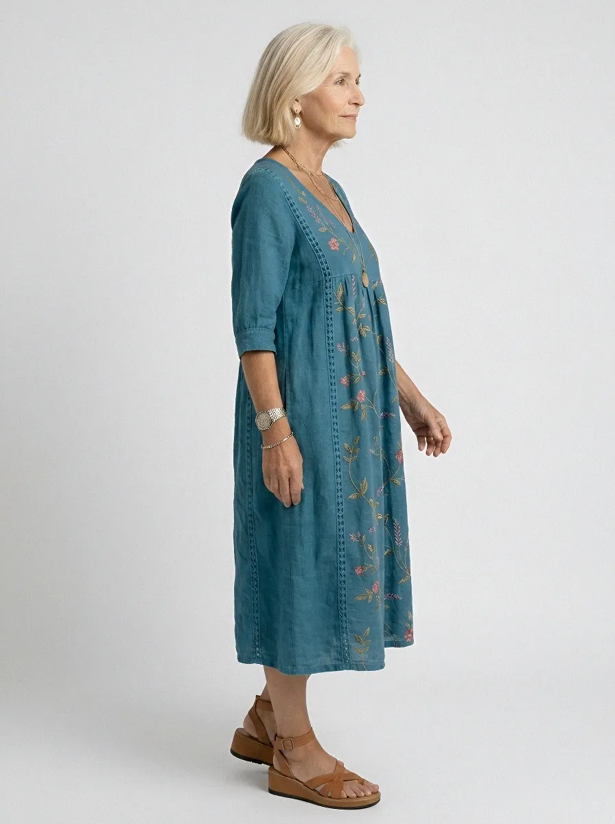Women's Summer Vacation Floral Embroidery Printed Dress