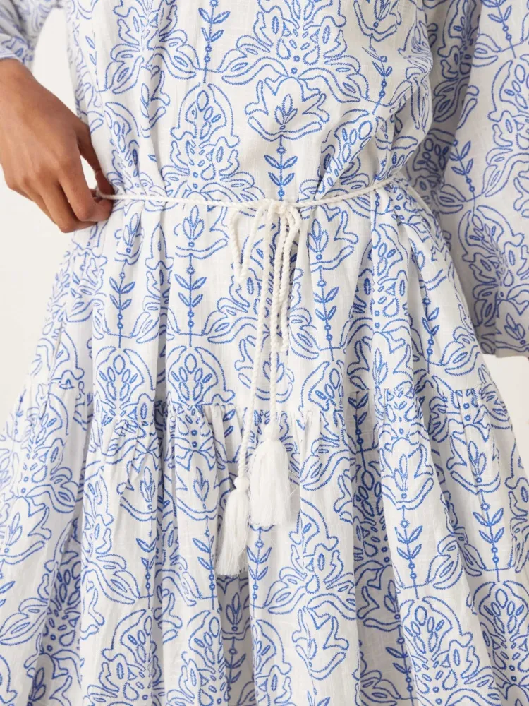 Tied Waist Print Dress