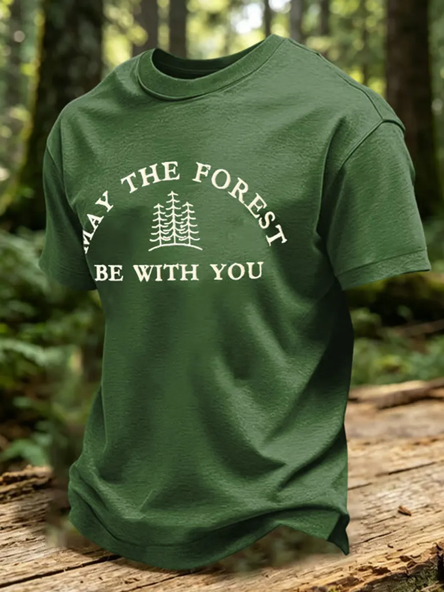 Men's May The Forest Be With You Printed Casual T-Shirt