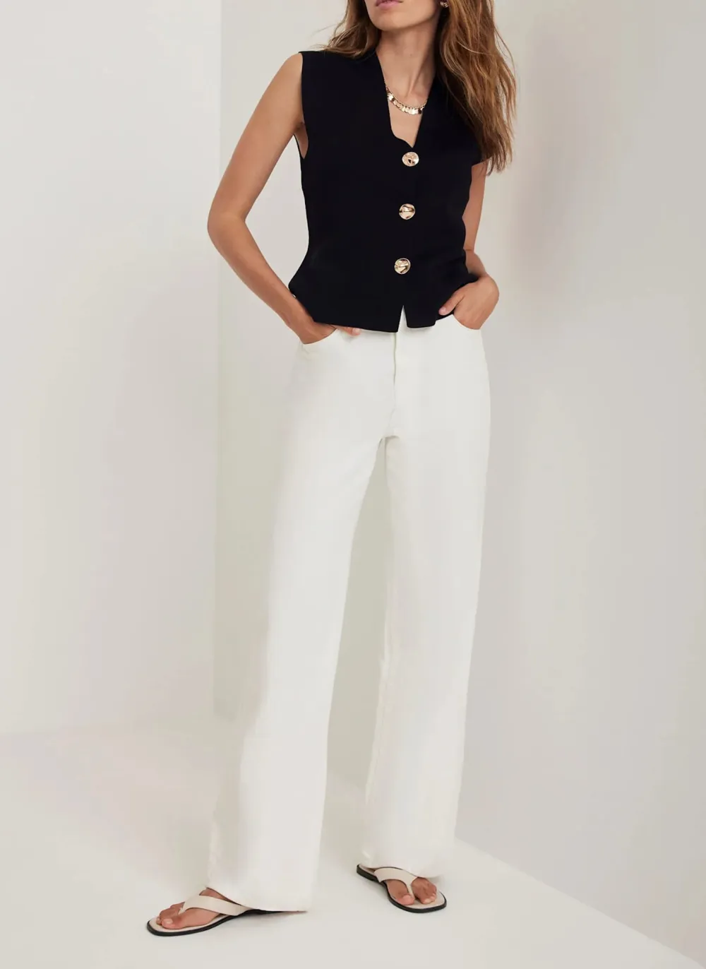 Casual Style V-neckline Knit Waistcoat