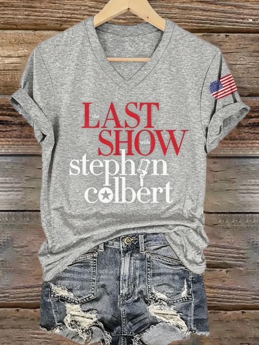 Women's Last Show Print V Neck T-Shirt