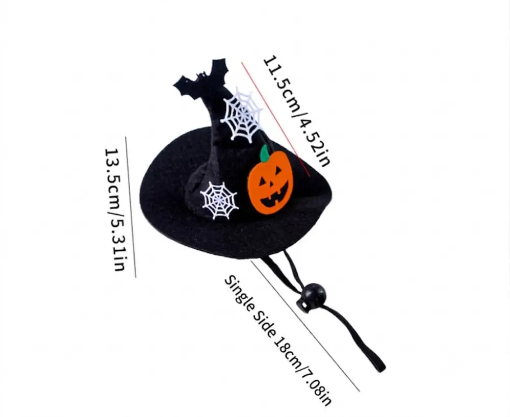 1Pcs Halloween Pet Hat with Pumpkin, Spiderweb & Bat Accents