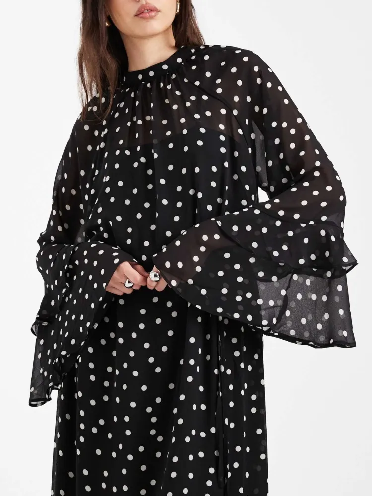 Ruffled Tie Front Maxi Dress