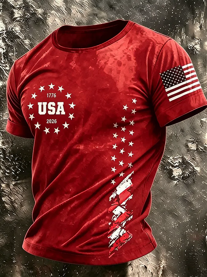 Men'S America Flag Printed Casual T-Shirt