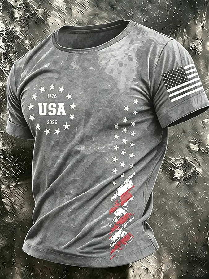 Men'S America Flag Printed Casual T-Shirt