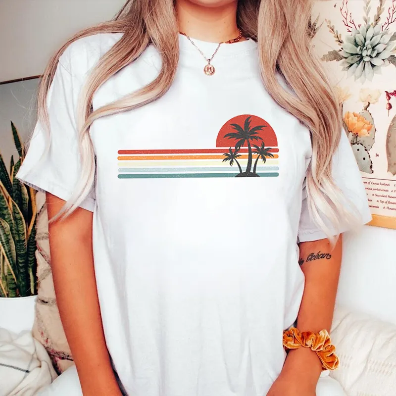 Retro Sunset Striped Graphic Tee
