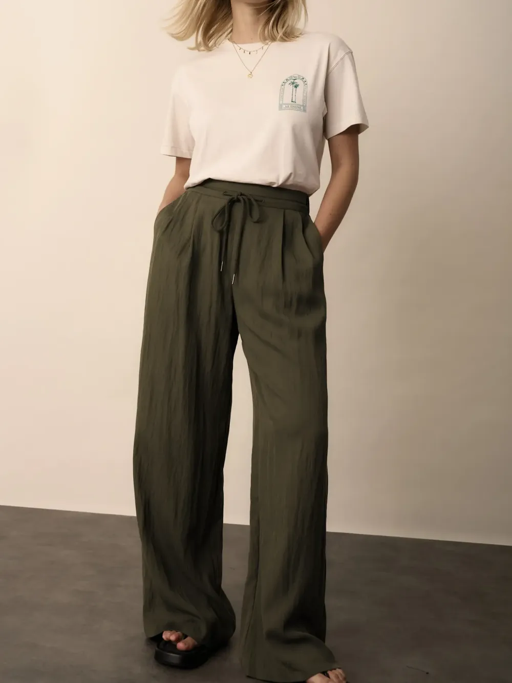 Dark Timber Tie Detail Pants