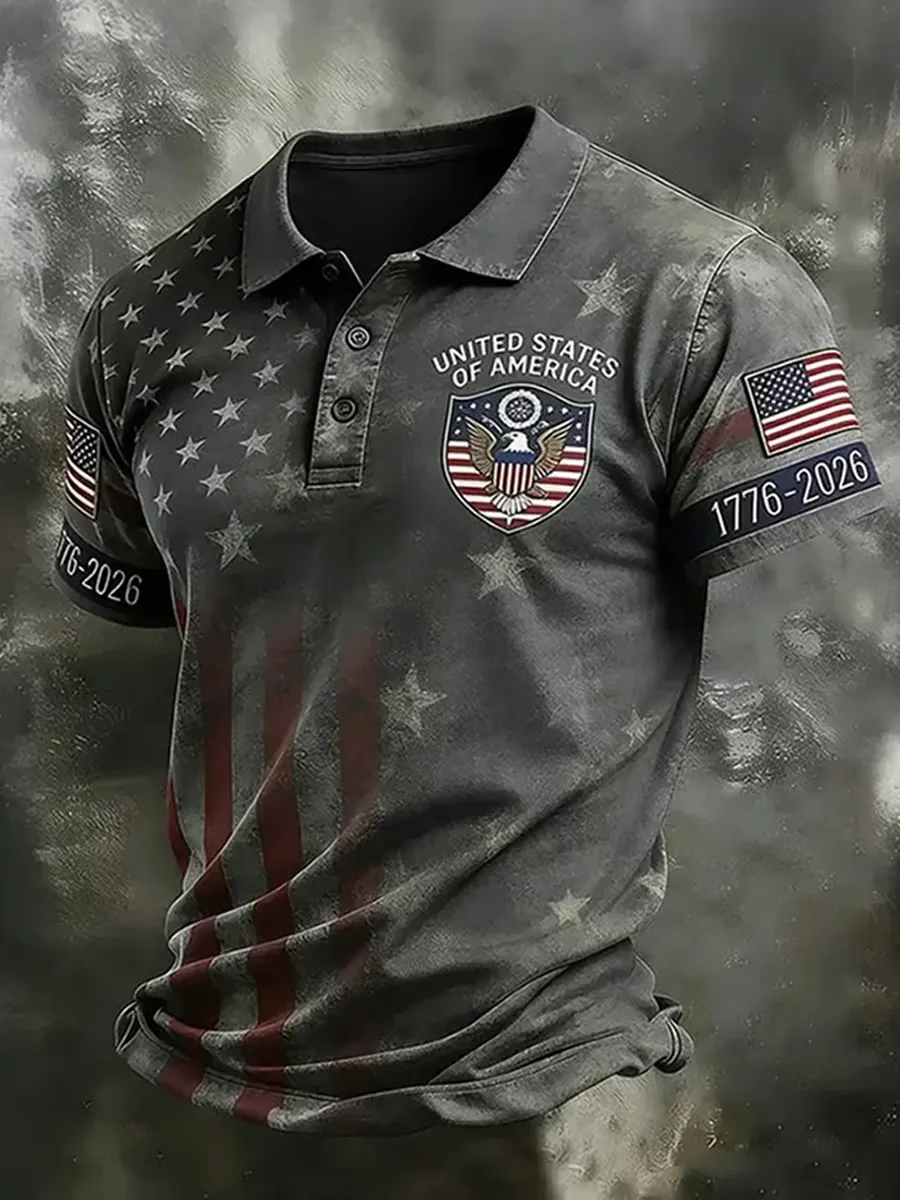 Men's Casual U.S. 250th Anniversary Print Polo Shirt
