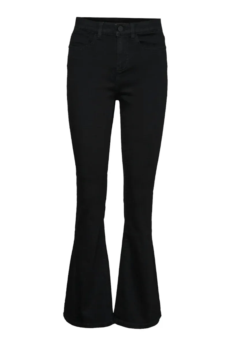 Black High Waist Flared Jeans