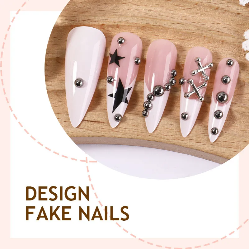 Nailhour 24Pcs Y2K Rhinestone Long Almond Press On Nails