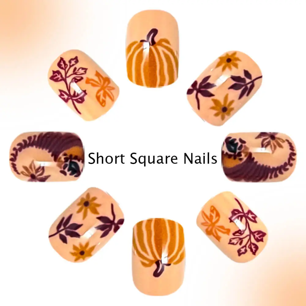 Nailhour 24Pcs Autumn Daily Short Squoval Press On Nails