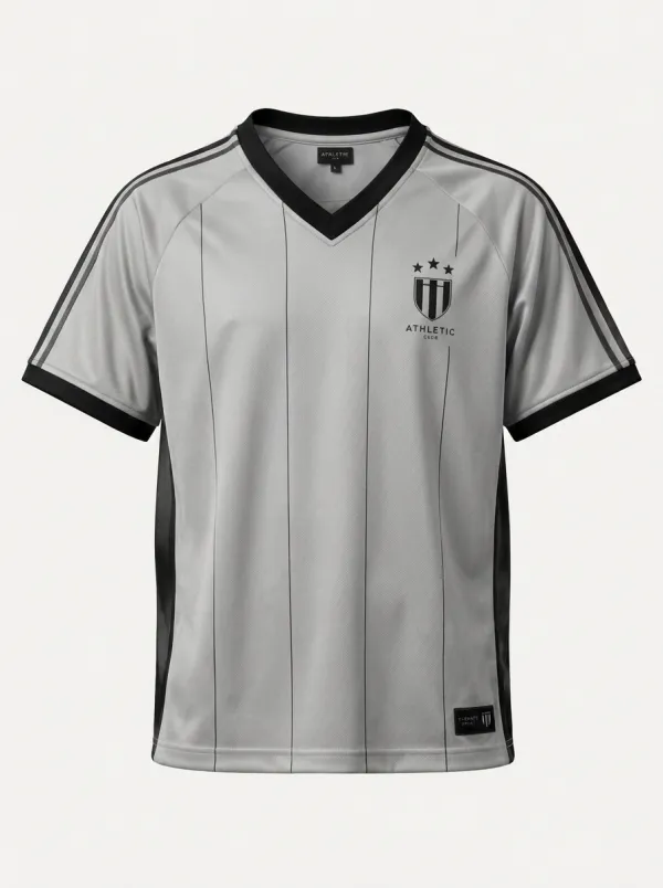 Men's Athletic Club Striped Logo Printed Soccer Jersey