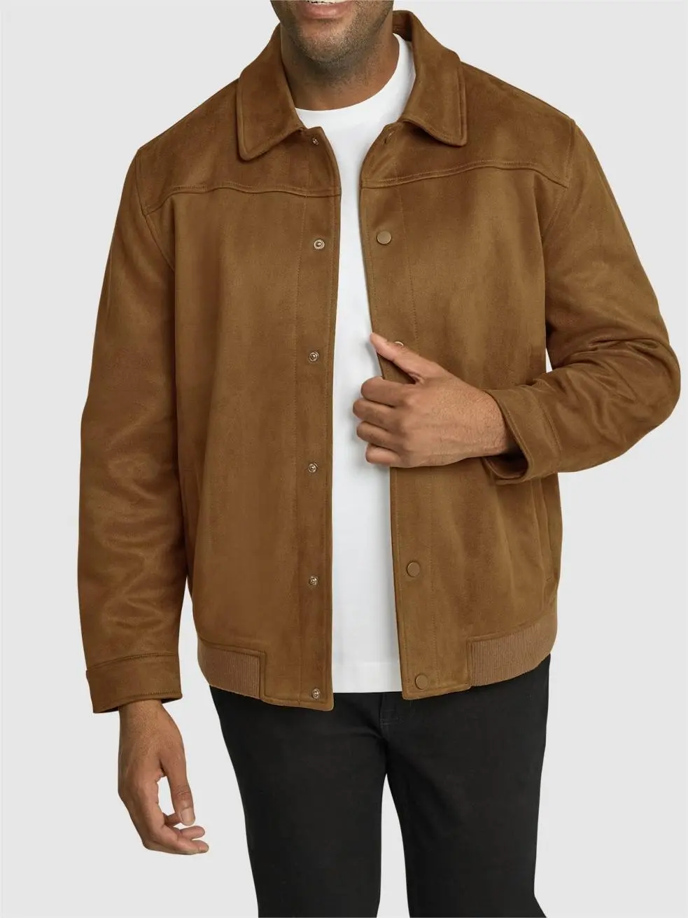 BROWN SUEDE JACKET WITH CLASSIC COLLAR FOR CASUAL WEAR
