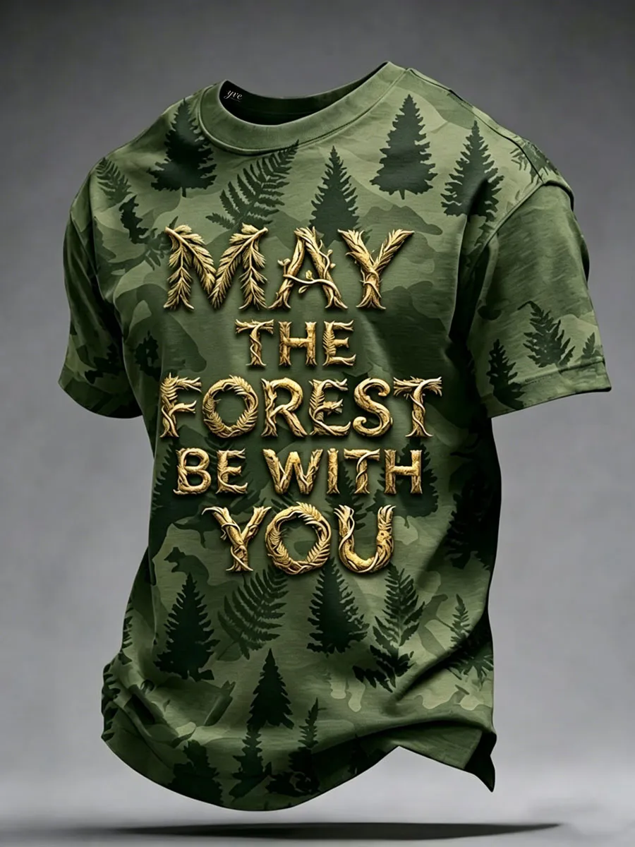 Men's May The Forest Be With You Printed Casual T-Shirt