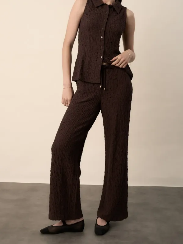 High Waist Textured Pants